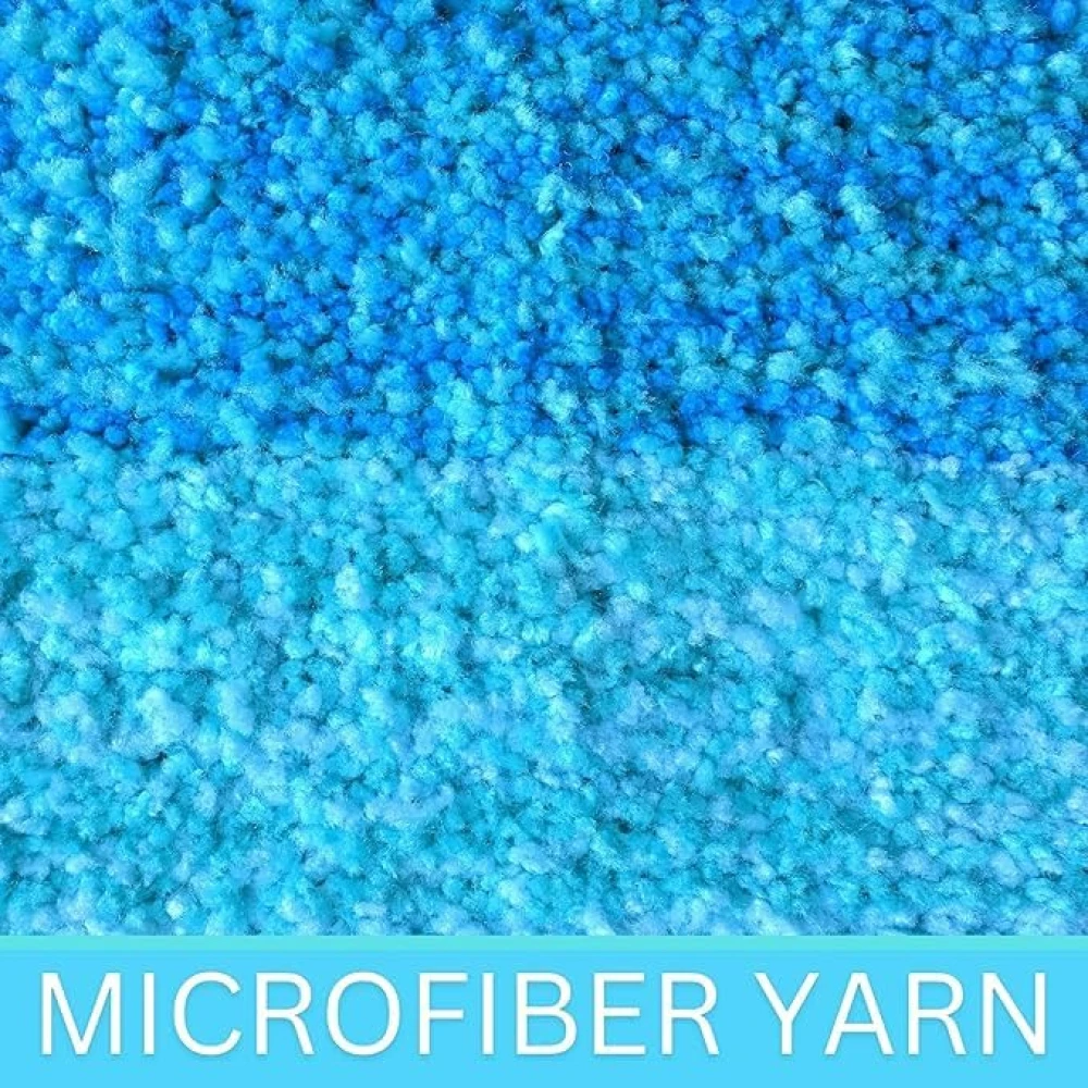 RADECOR Classic Stripe Water Absorbing Bathmat for Floor, Anti Slip Microfiber Bath Rugs 40x60 Cms - Blue