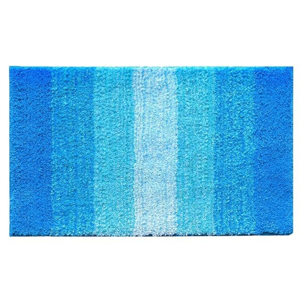 RADECOR Classic Stripe Water Absorbing Bathmat for Floor, Anti Slip Microfiber Bath Rugs 40x60 Cms - Blue