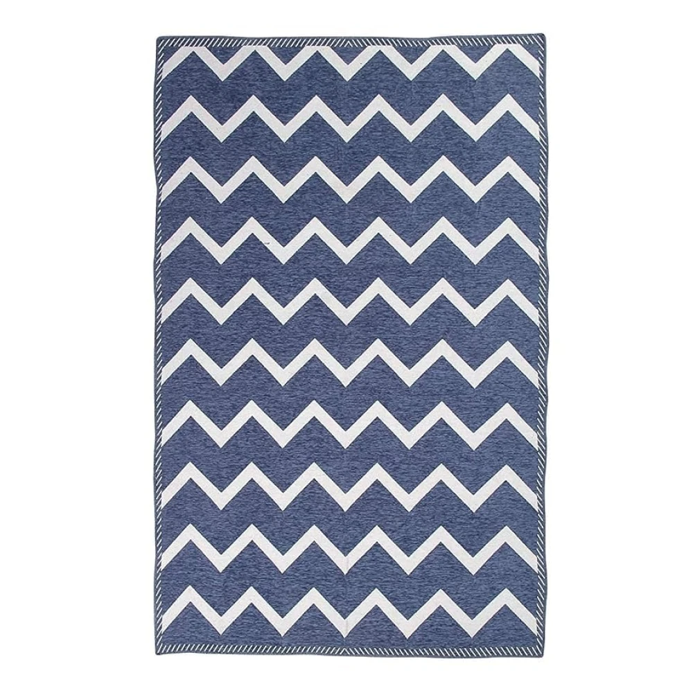 RADECOR Zig Zag Design Sleek and Spacious Rectangular Chenille Carpet with Binding | Area Rug | Durries for Living Room, Bedroom | 5X7 Feet (210 Cmx152 Cm) Grey