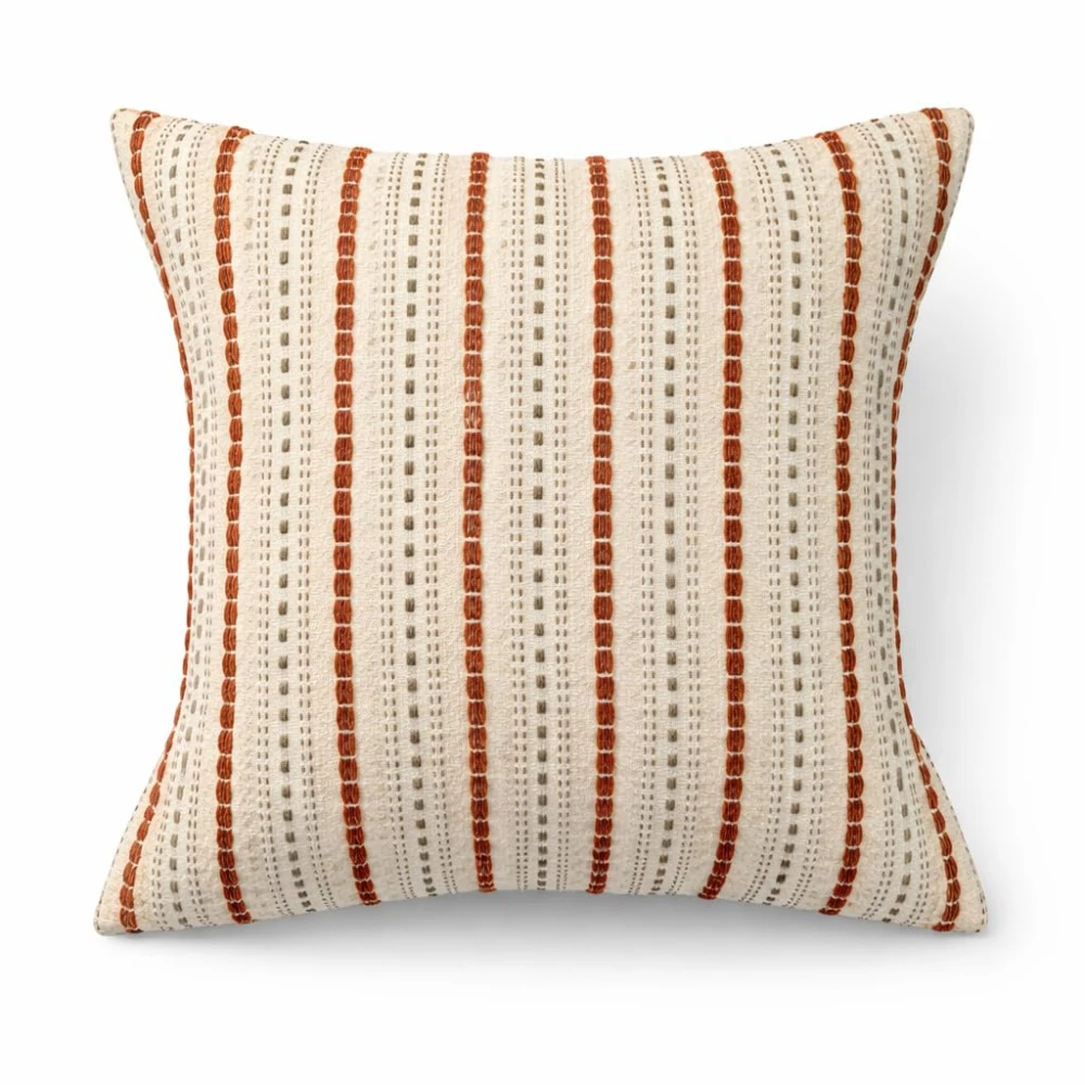 RADECOR Terra Stripe Cushion Cover Set of 3 | Premium Textured Decorative Throw Pillow Covers | Soft Woven Fabric | Hidden Zipper | Modern Boho Farmhouse Sofa Cushion Covers for Living Room, Bedroom