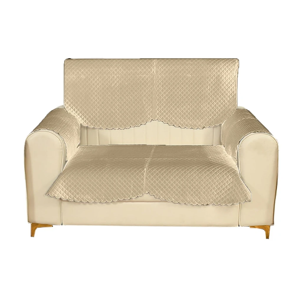 RADECOR ATICUE Solid Color Premium Quilted Sofa Cover Set Sofa Slip Covers/Velvet Sofa Panel (Beige, 2 Seater + Arm Cover)