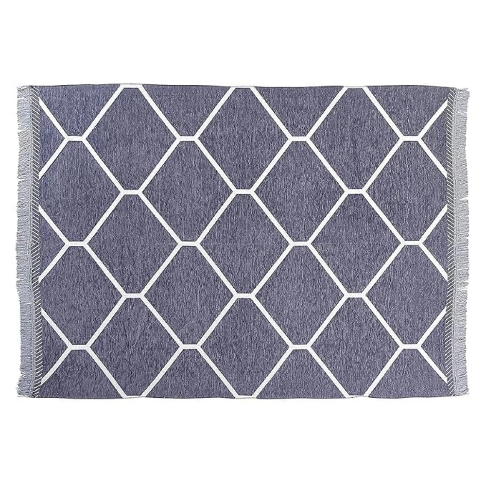 RADECOR Diamond Design Sleek and Spacious Rectangular Chenille Carpet with Binding | Area Rug | Durries for Living Room, Bedroom |5X7 Feet (210 Cmx152 Cm) Grey
