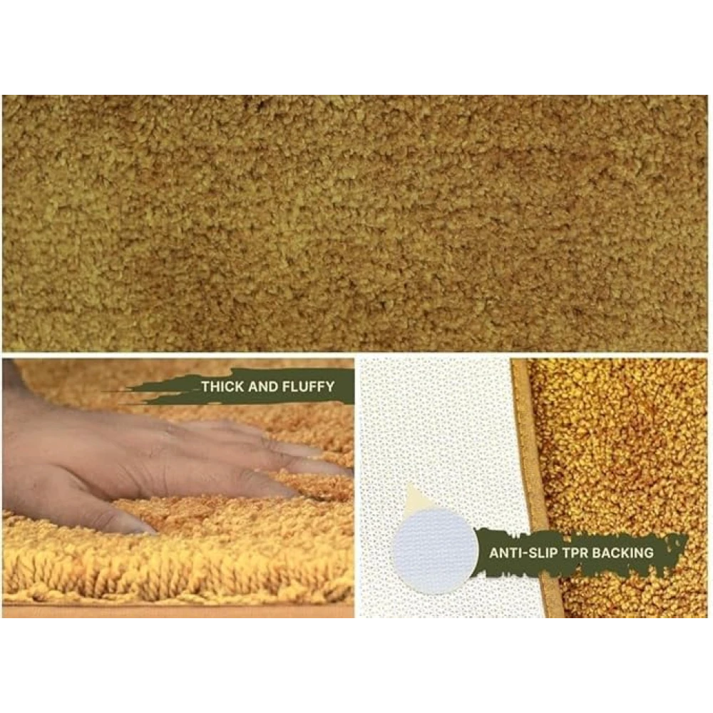 RADECOR Classic Stripe Water Absorbing Bathmat for Floor, Anti Slip Microfiber Bath Rugs 40x60 Cms - Gold