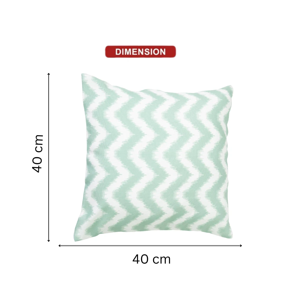 RADECOR Pastel Mint Zigzag Pattern Cushion Cover Set of 5 | 16x16 Inches Square Covers | Premium Poly Spun Fabric | Hidden Zipper | Modern Decorative Cushion Covers for Sofa, Living Room & Bedroom