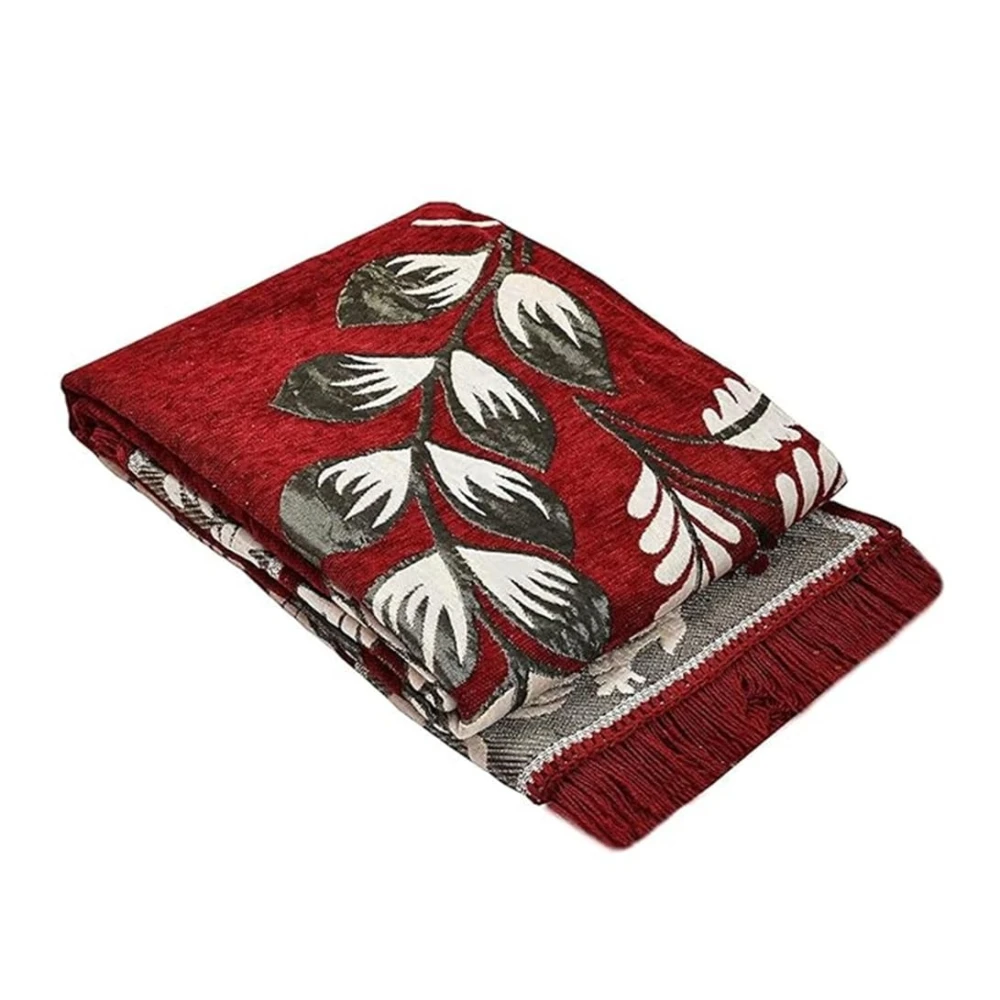 RADECOR Floral Design Sleek and Spacious Rectangular Chenille Carpet with Binding | Area Rug | Durries for Living Room, Bedroom |5X7 Feet (210 Cmx152 Cm) Maroon