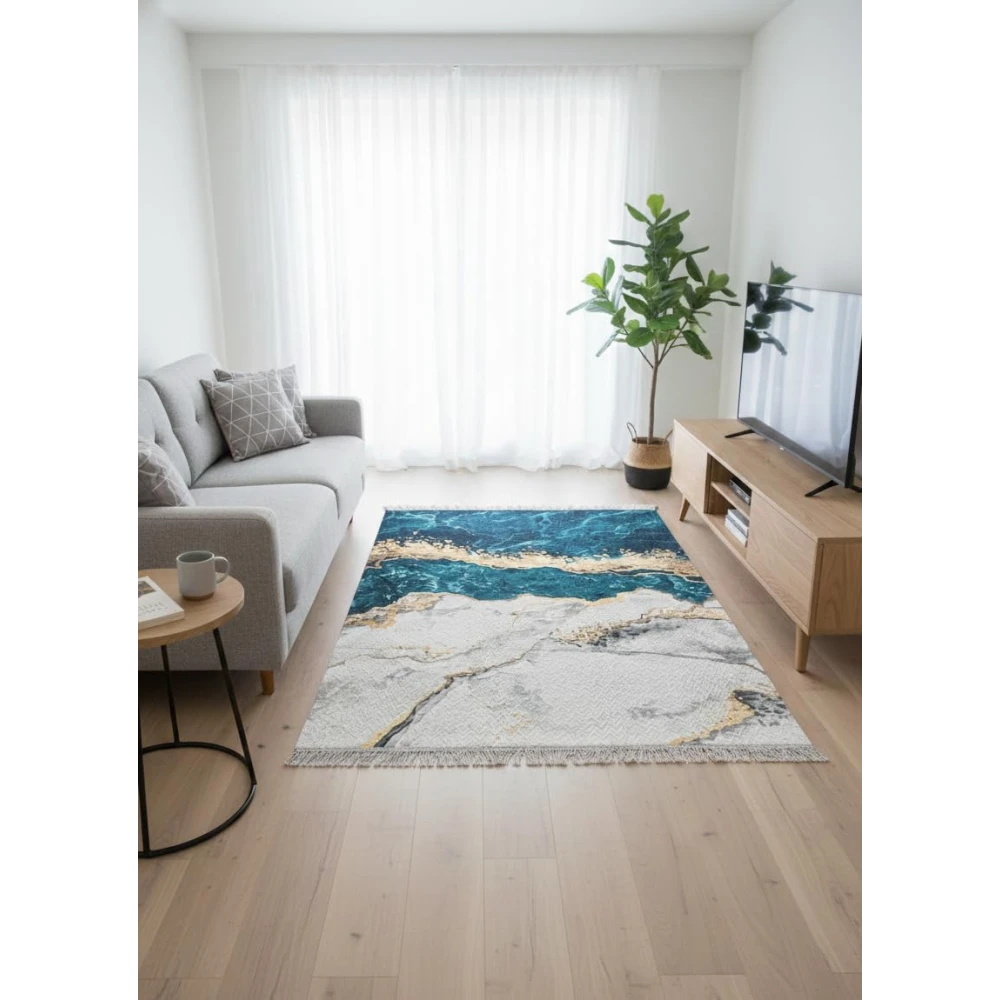 RADECOR Marble Abstract Printed Carpet | Modern Luxury Polyester Area Rug | Decorative Floor Carpet for Living Room & Bedroom