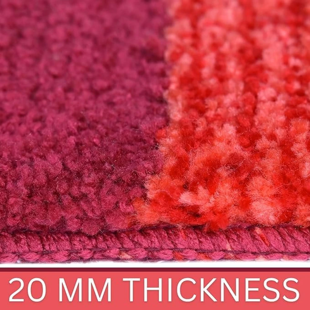RADECOR Classic Stripe Water Absorbing Bathmat for Floor, Anti Slip Microfiber Bath Rugs 40x60 Cms - Red