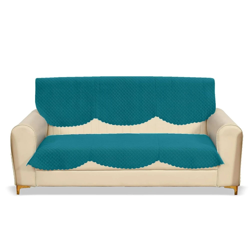 RADECOR ATICUE Solid Color Premium Quilted Sofa Cover Set Sofa Slip Covers/Velvet Sofa Panel (Firoji, 3 Seater)