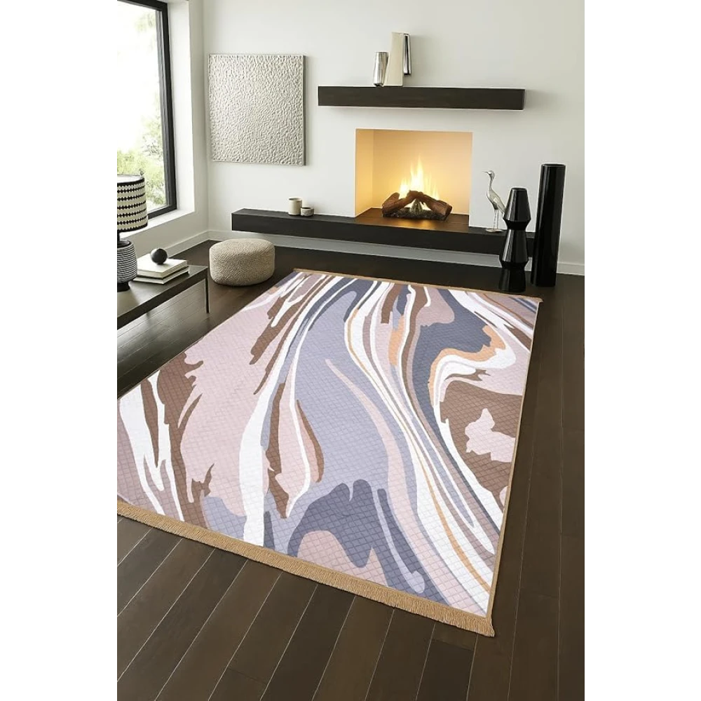 RADECOR Marble Flow Design Polyester Carpet | Modern Abstract Area Rug for Living Room, Bedroom & Office | Soft, Durable & Easy-Care Floor Carpet