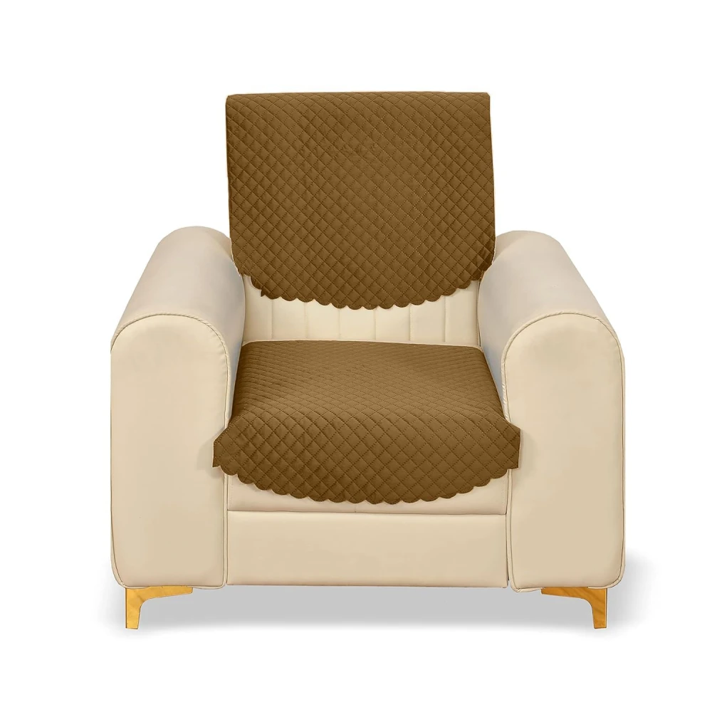 RADECOR ATICUE Solid Color Premium Quilted Sofa Cover Set Sofa Slip Covers/Velvet Sofa Panel (Gold, 1 Seater)