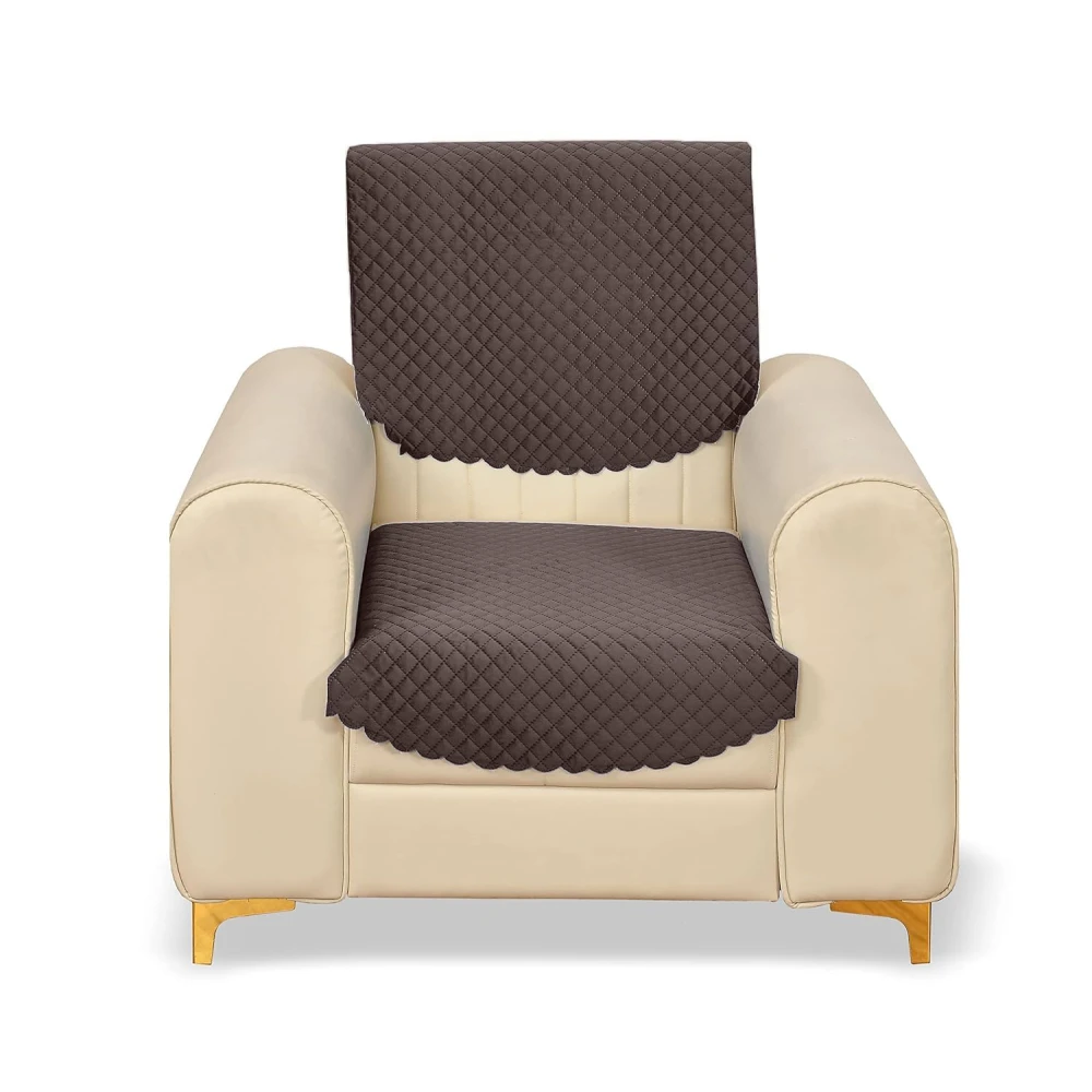 RADECOR ATICUE Solid Color Premium Quilted Sofa Cover Set Sofa Slip Covers/Velvet Sofa Panel (Dark Brown, 1 Seater)