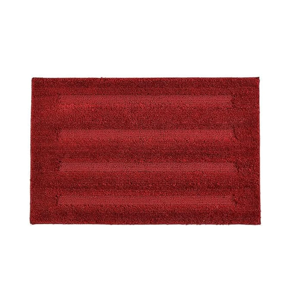 RADECOR Classic Stripe Water Absorbing Bathmat for Floor, Anti Slip Microfiber Bath Rugs 40x60 Cms - Maroon