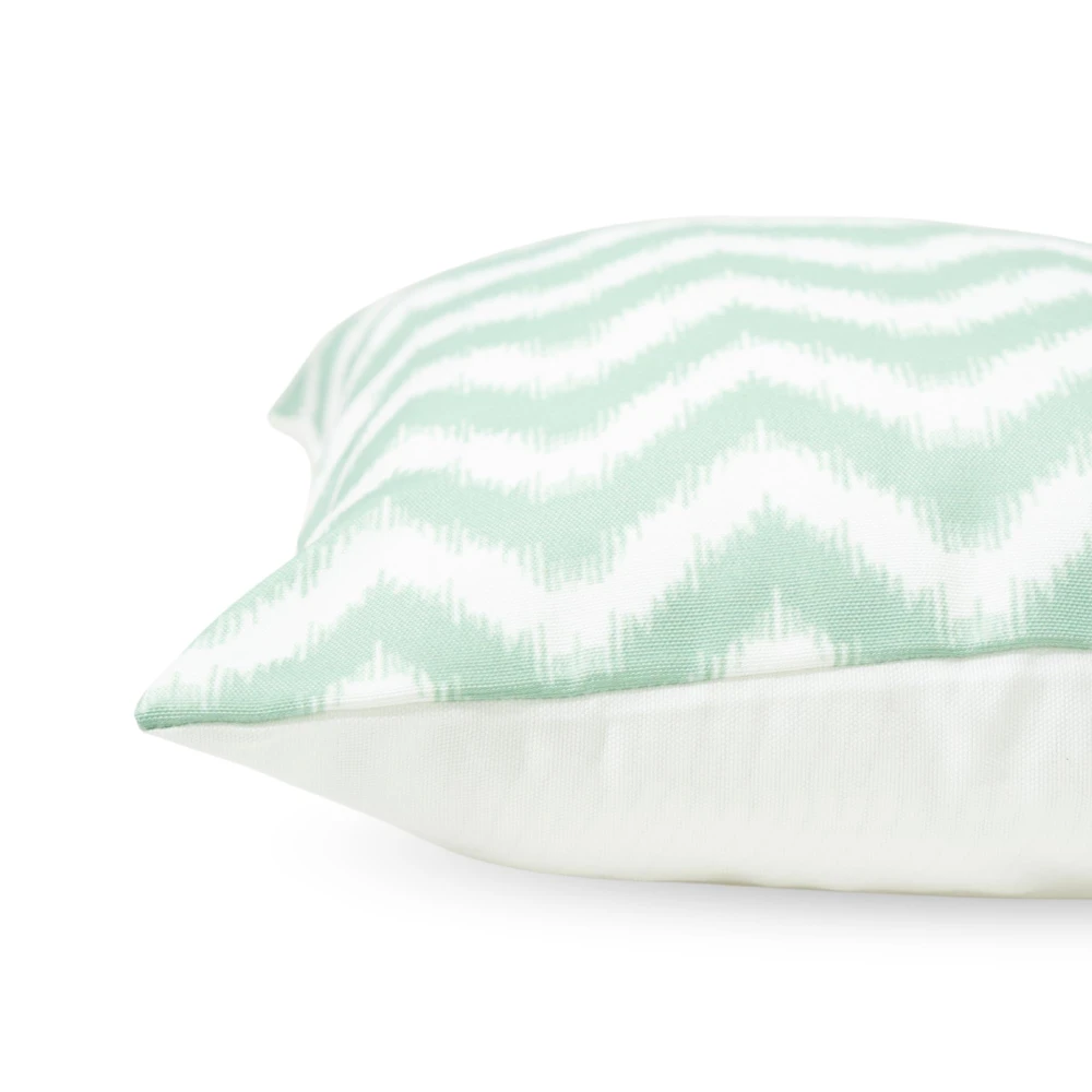 RADECOR Pastel Mint Zigzag Pattern Cushion Cover Set of 2 | 16x16 Inches Square Covers | Premium Poly Spun Fabric | Hidden Zipper | Modern Decorative Cushion Covers for Sofa, Living Room & Bedroom
