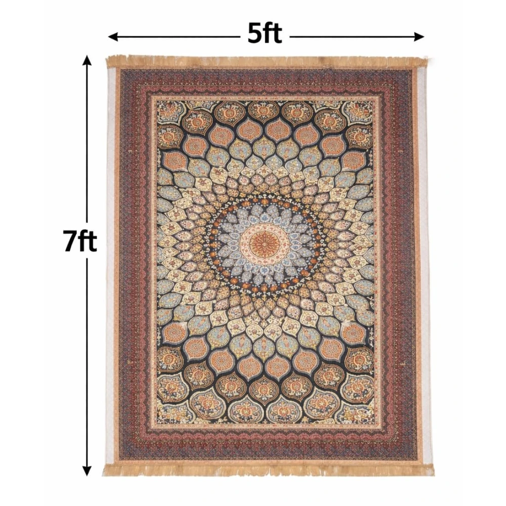 RADECOR Rang Mahal Polyester Carpet | Traditional Ethnic Pattern Area Rug | Premium Floor Carpet for Living Room, Bedroom & Hall