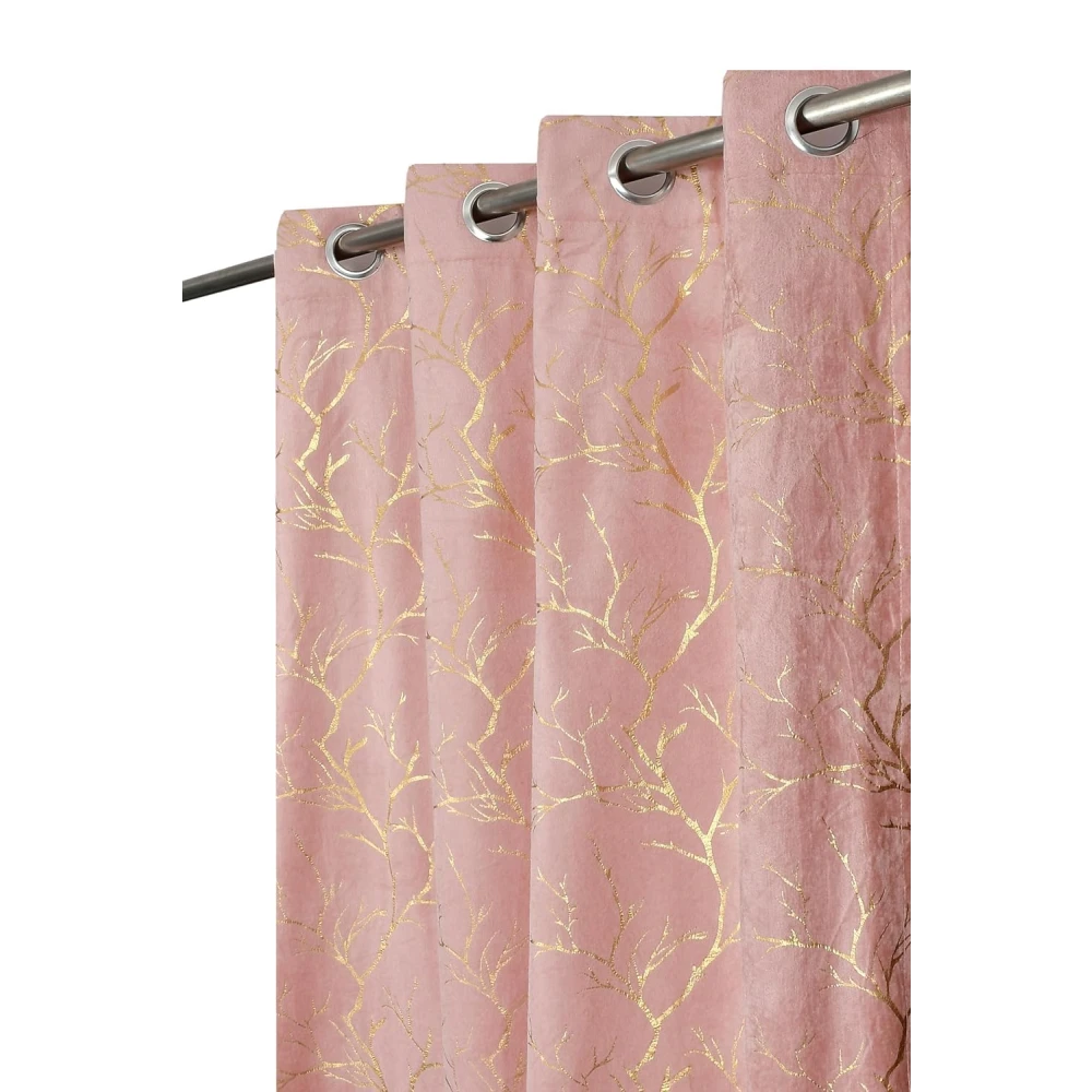 RADECOR Velvet 9ft Door & Window Curtain | Luxury Soft Fabric | Room Darkening | Noise Reducing | Machine Washable | Modern Home Décor/Pink/Pack of 2