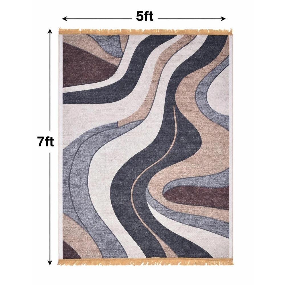 RADECOR Midnight Wave Polyester Carpet | Modern Abstract Wave Design Area Rug | Soft Low-Pile Floor Carpet for Living Room, Bedroom & Office | Non-Washable