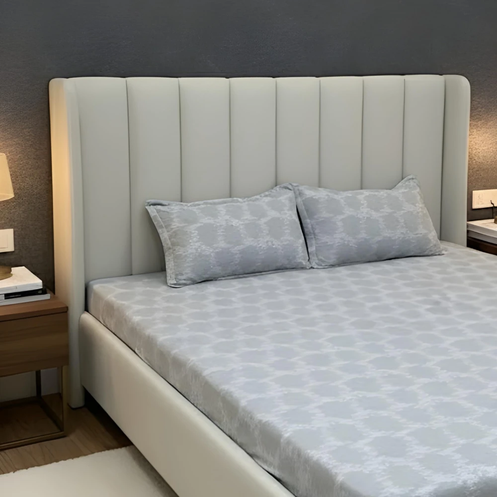 RADECOR Premium Polycotton Cloud Grey Bedsheet with 2 Pillow Covers | Soft & Breathable Fabric | Machine Washable | King Size | Ideal for Daily Use