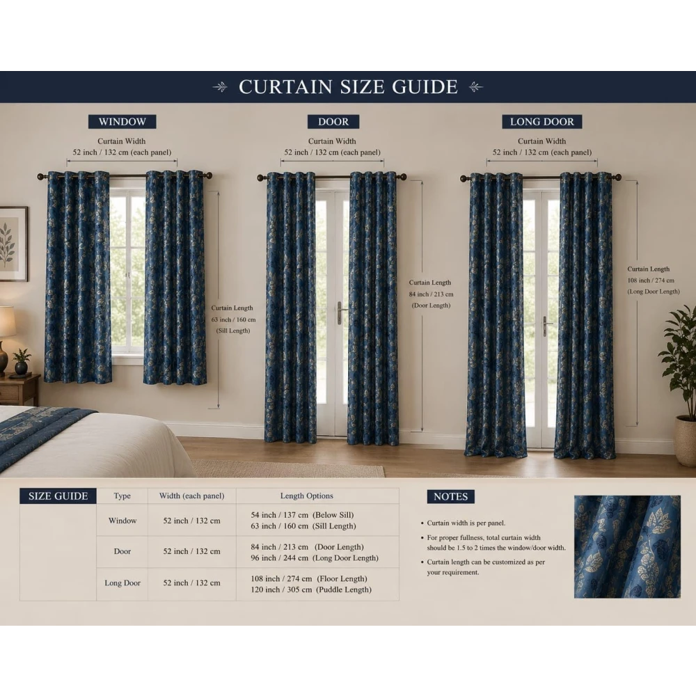 RADECOR Flower Patti Lehar Printed 5ft Window Curtain for Living Room & Bedroom | Premium Polyester Eyelet Curtain | Room Darkening Decorative Curtain | Elegant Leaf Design/Aqua/Pack of 2