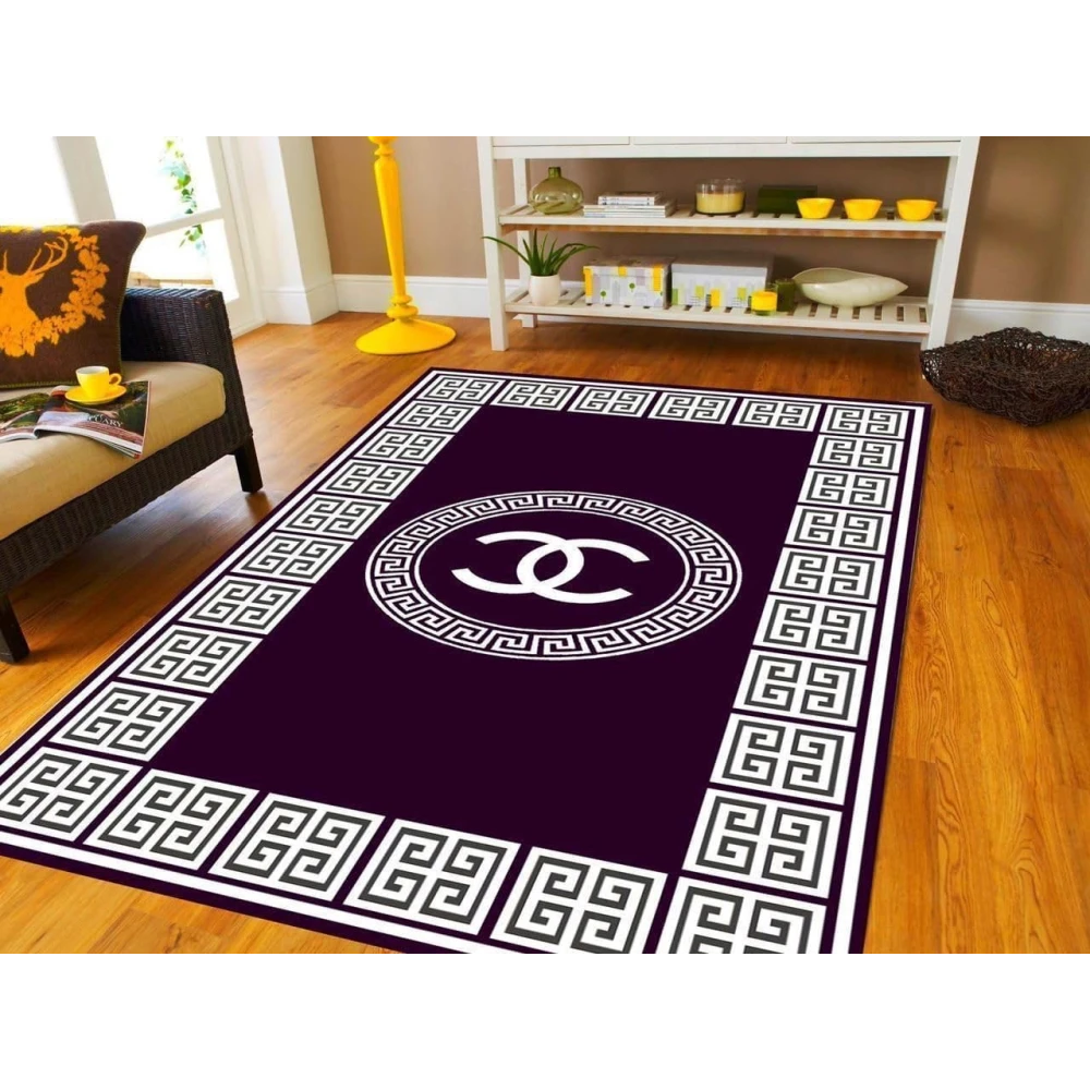 RADECOR Premium Velvet Design Chenille Carpet for Living Room | Soft Luxury Area Rug | Anti-Skid, Durable & Easy to Clean | Modern Designer Carpet for Home Décor/Wine