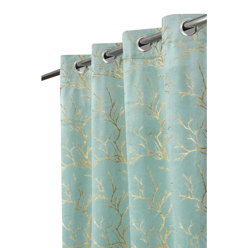 RADECOR Velvet 5ft Door & Window Curtain | Luxury Soft Fabric | Room Darkening | Noise Reducing | Machine Washable | Modern Home Décor/Insland Aqua/Pack of 2