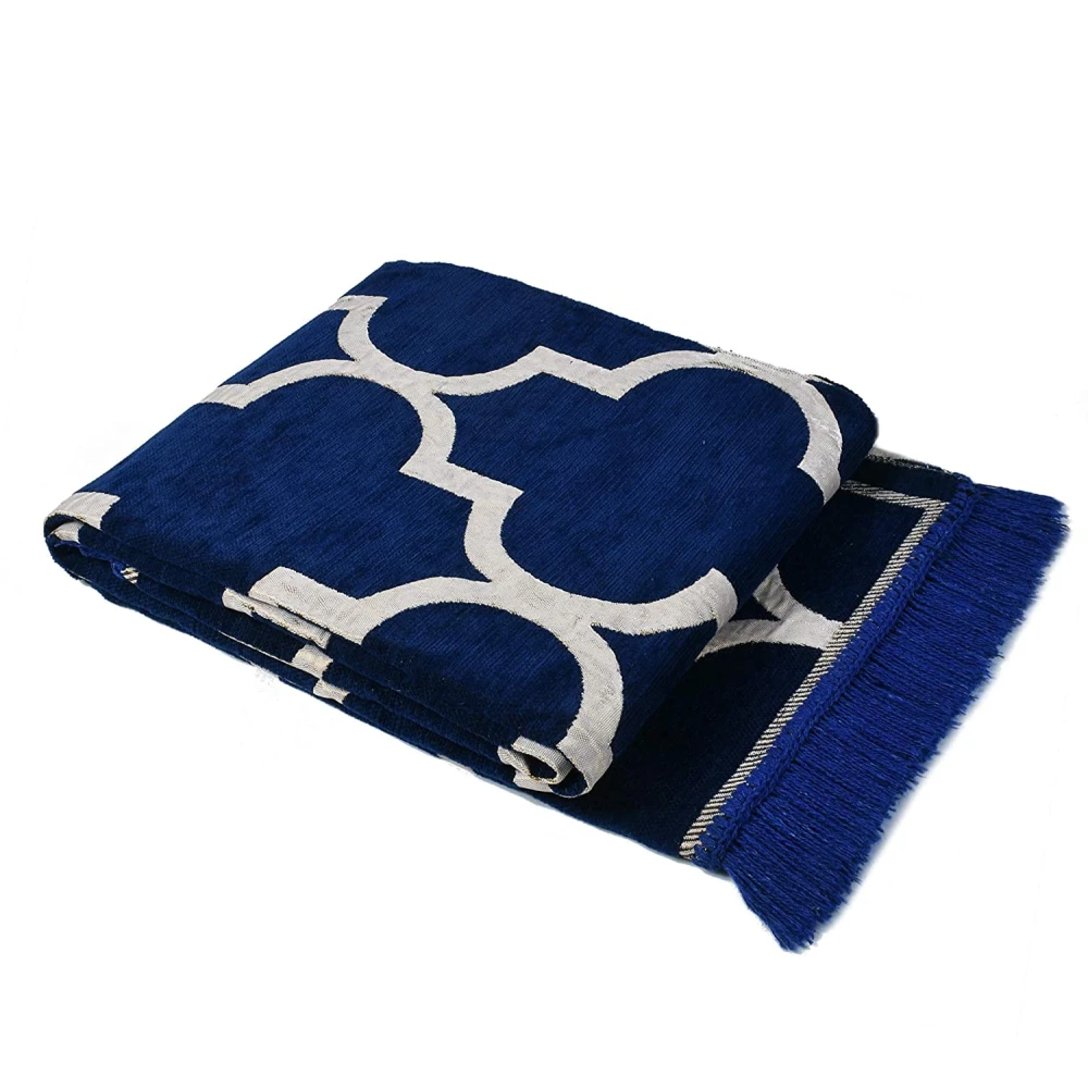RADECOR Geometric Design Sleek and Spacious Rectangular Chenille Carpet with Binding | Area Rug | Durries for Living Room, Bedroom |5X7 Feet (210 Cmx152 Cm) Blue