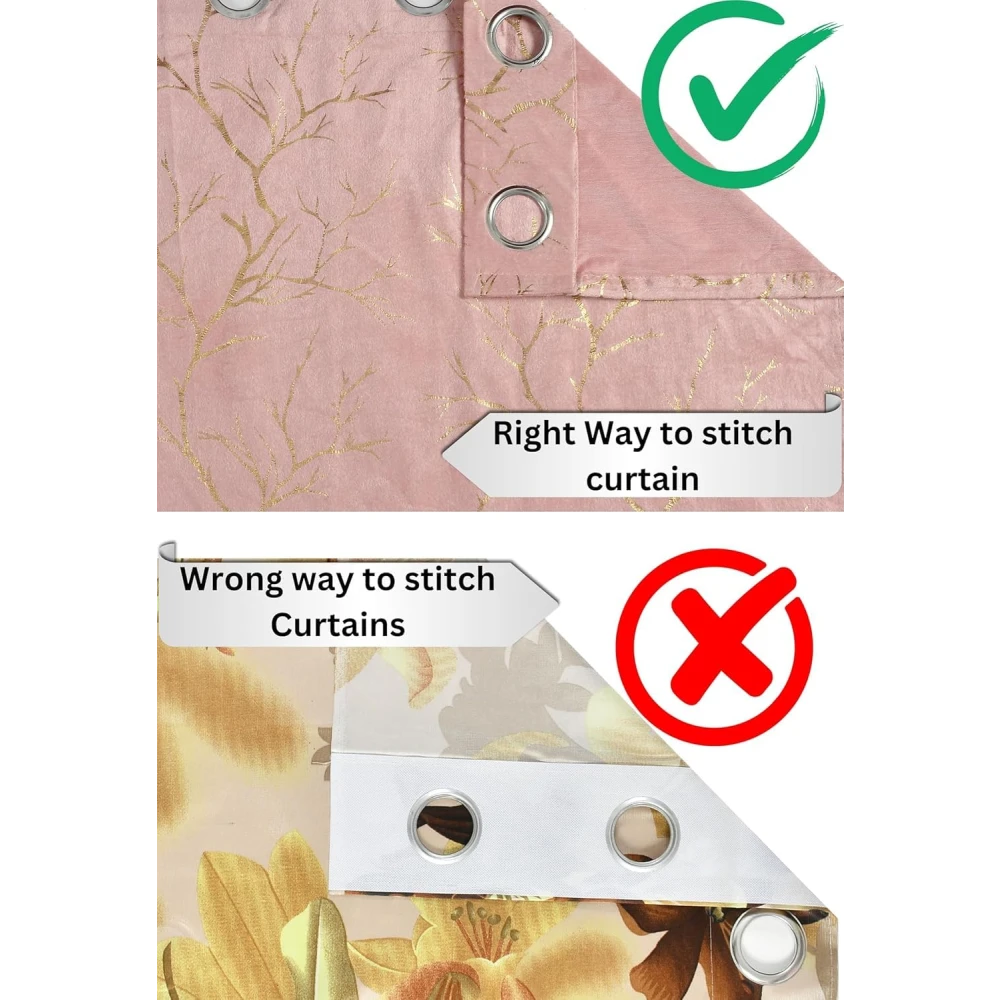RADECOR Velvet 5ft Door & Window Curtain | Luxury Soft Fabric | Room Darkening | Noise Reducing | Machine Washable | Modern Home Décor/Pink/Pack of 2
