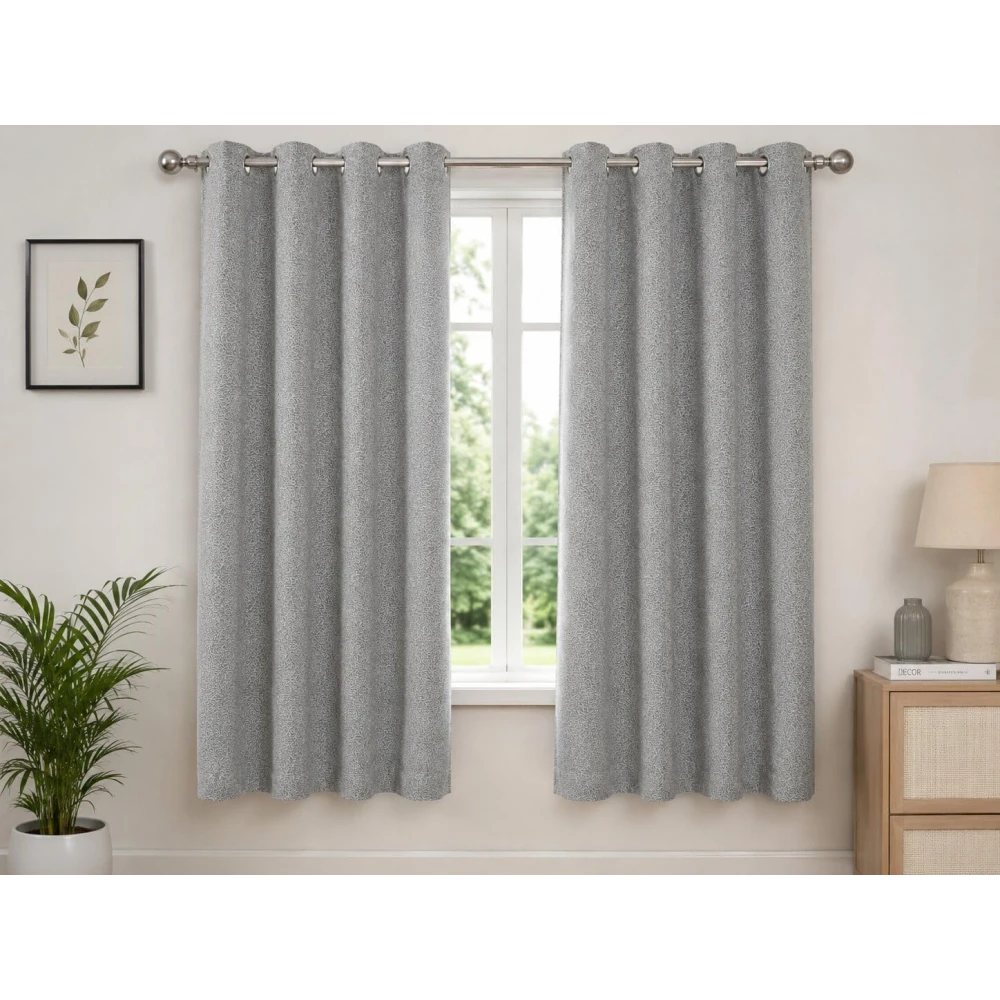 RADECOR Coral Abstract 9ft Grey Door & Window Curtain | Premium Polyster Fabric Textured Designer Curtain | Soft & Durable Fabric | Modern Home Décor/Pack of 2