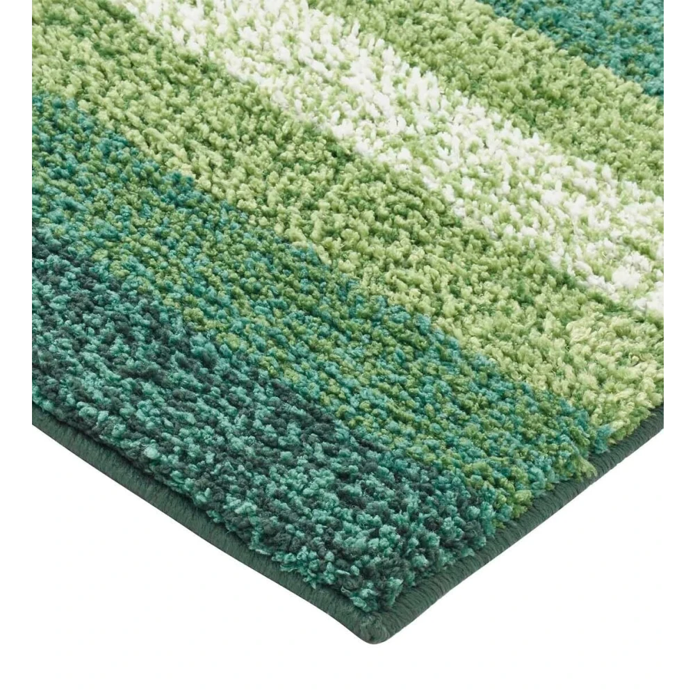 RADECOR Classic Stripe Water Absorbing Bathmat for Floor, Anti Slip Microfiber Bath Rugs 40x60 Cms - Green
