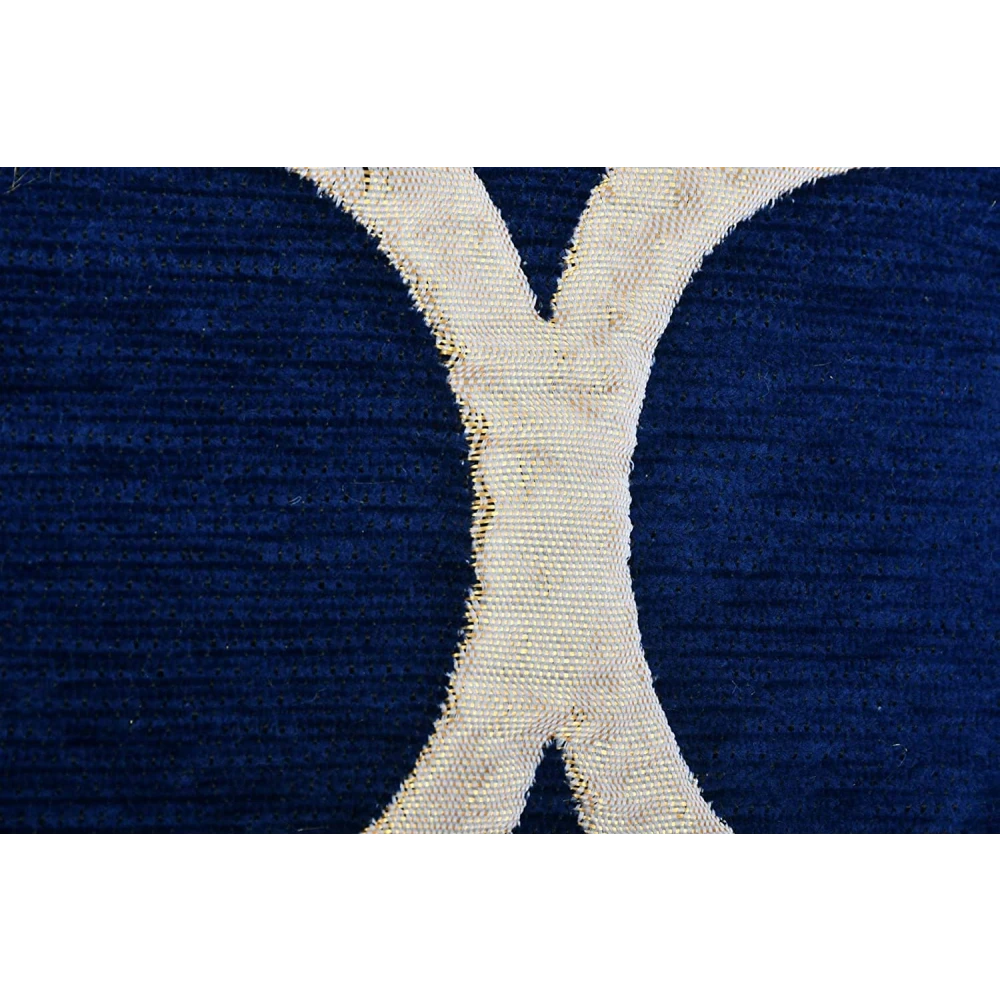 RADECOR Geometric Design Sleek and Spacious Rectangular Chenille Carpet with Binding | Area Rug | Durries for Living Room, Bedroom |5X7 Feet (210 Cmx152 Cm) Blue