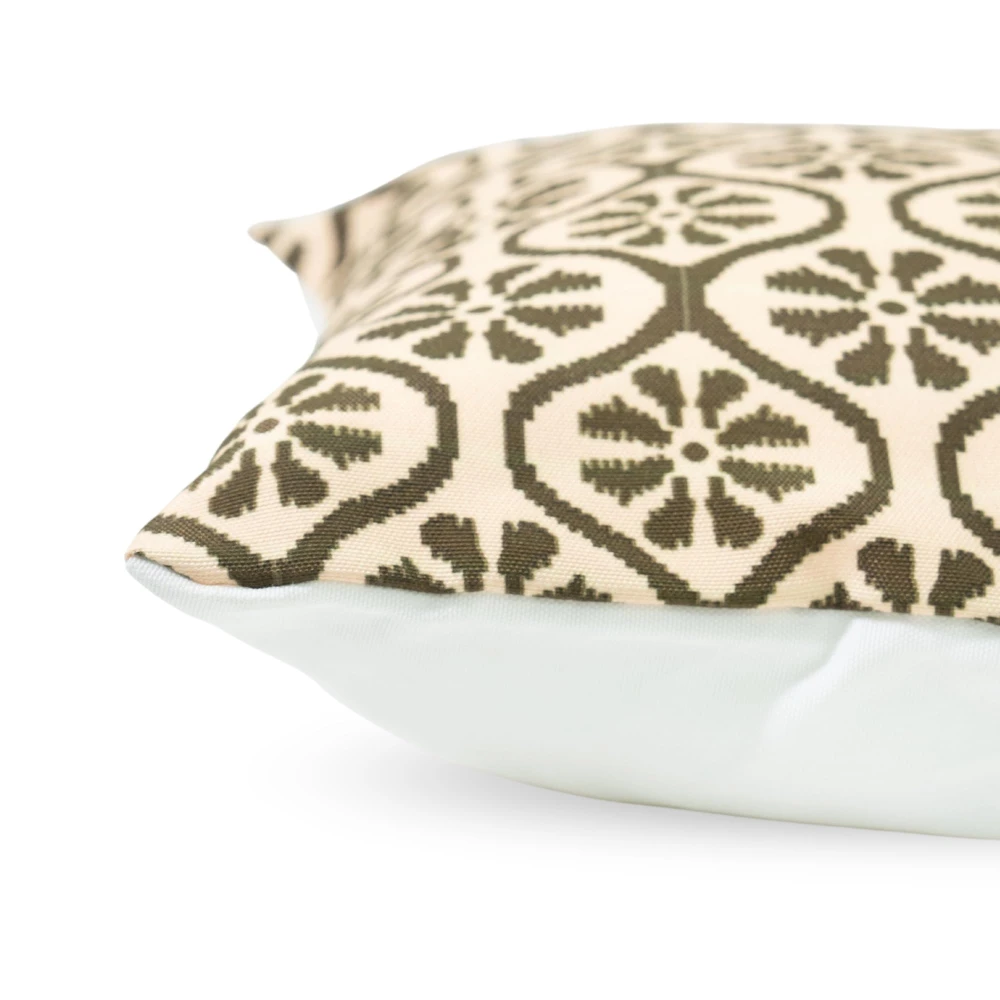 RADECOR Olive Medallion Trellis Cushion Cover Set of 5 | 16x16 Inches Square Covers | Premium Poly Spun Fabric | Hidden Zipper | Modern Decorative Cushion Covers for Sofa, Living Room & Bedroom