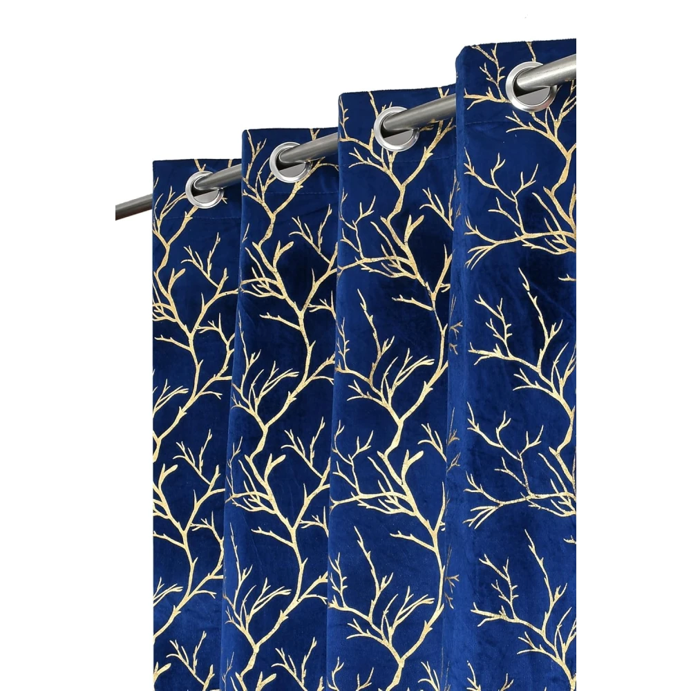 RADECOR Velvet 9ft Door & Window Curtain | Luxury Soft Fabric | Room Darkening | Noise Reducing | Machine Washable | Modern Home Décor/Navy Blue/Pack of 2