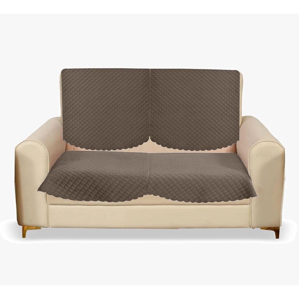 RADECOR ATICUE Solid Color Premium Quilted Sofa Cover Set Sofa Slip Covers/Velvet Sofa Panel (Coffee, 2 Seater)