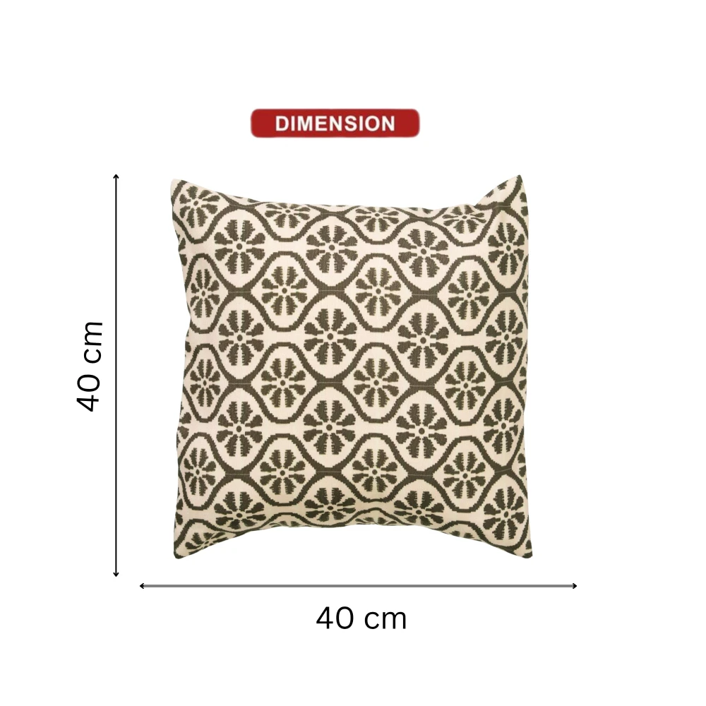 RADECOR Olive Medallion Trellis Cushion Cover Set of 2 | 16x16 Inches Square Covers | Premium Poly Spun Fabric | Hidden Zipper | Modern Decorative Cushion Covers for Sofa, Living Room & Bedroom