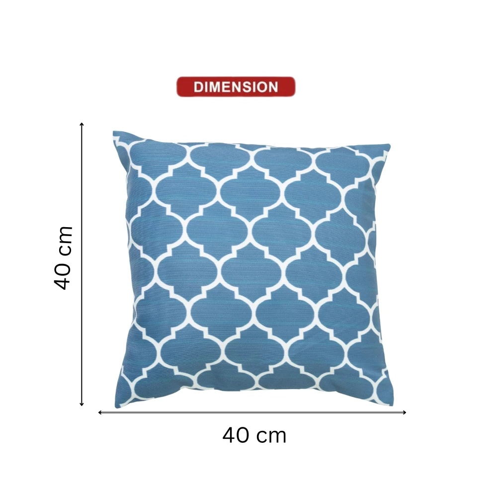 RADECOR Blue Moroccan Trellis Pattern Cushion Cover Set of 5 | 16x16 Inches Square Covers | Premium Poly Spun Fabric | Hidden Zipper | Modern Decorative Cushion Covers for Sofa, Living Room & Bedroom