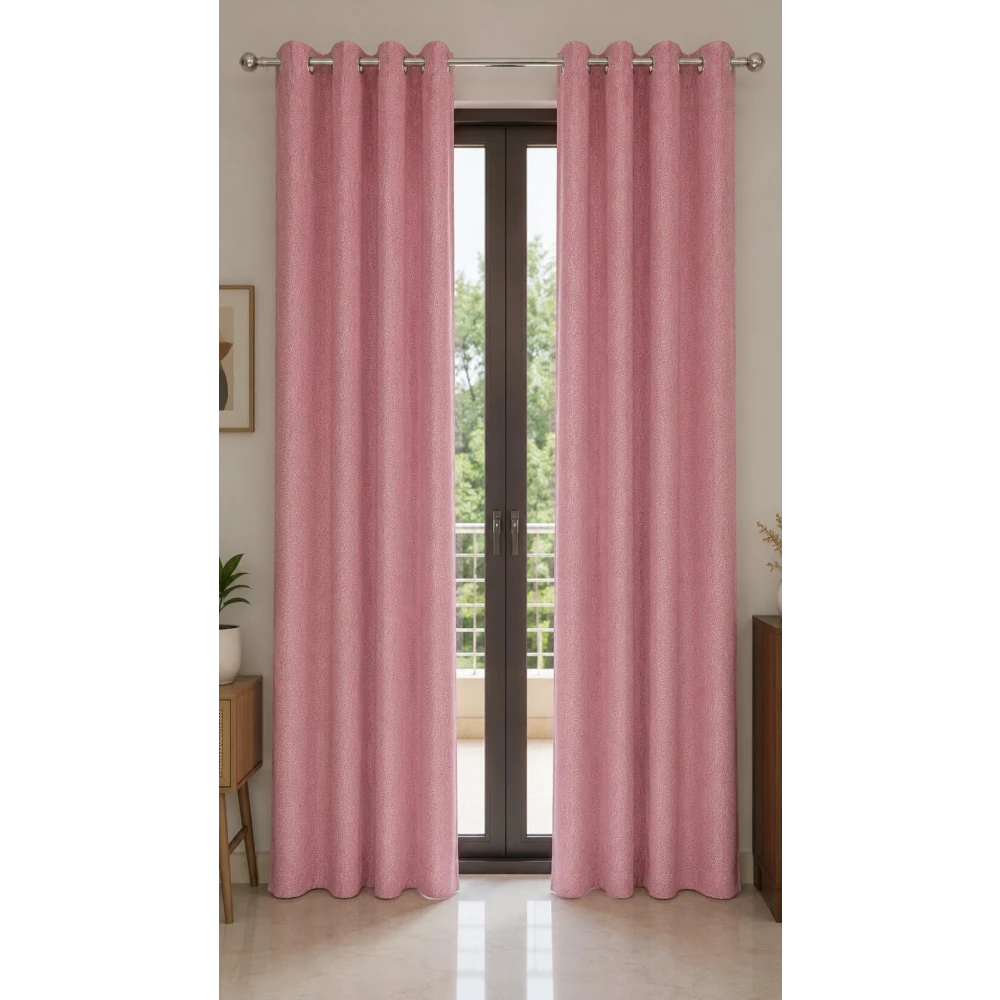 RADECOR Coral Abstract 9ft Pink Door & Window Curtain | Premium Polyster Fabric Textured Designer Curtain | Soft & Durable Fabric | Modern Home Décor/Pack of 2