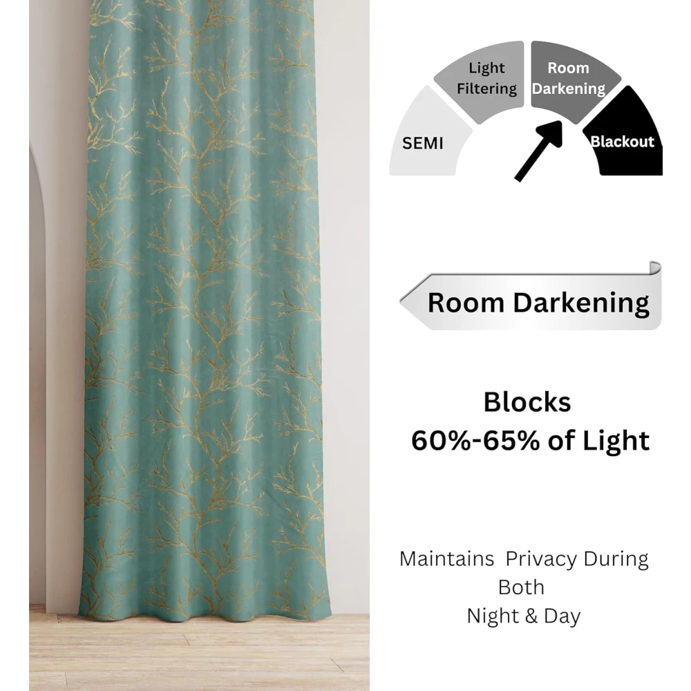 RADECOR Velvet 9ft Door & Window Curtain | Luxury Soft Fabric | Room Darkening | Noise Reducing | Machine Washable | Modern Home Décor/Island Aqua/Pack of 2
