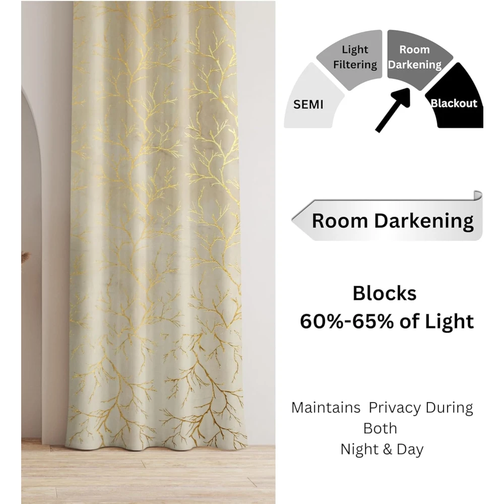 RADECOR Velvet 9ft Door & Window Curtain | Luxury Soft Fabric | Room Darkening | Noise Reducing | Machine Washable | Modern Home Décor/Cream/Pack of 2