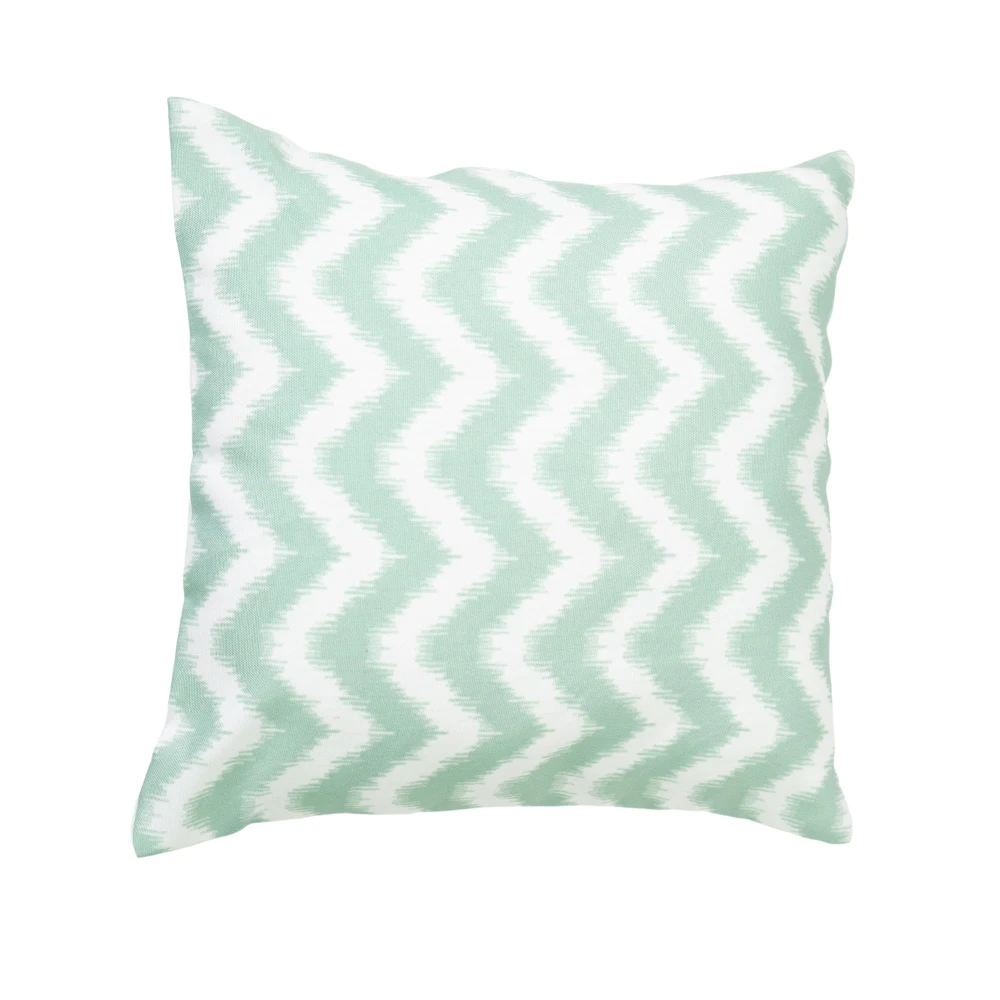 RADECOR Pastel Mint Zigzag Pattern Cushion Cover Set of 5 | 16x16 Inches Square Covers | Premium Poly Spun Fabric | Hidden Zipper | Modern Decorative Cushion Covers for Sofa, Living Room & Bedroom
