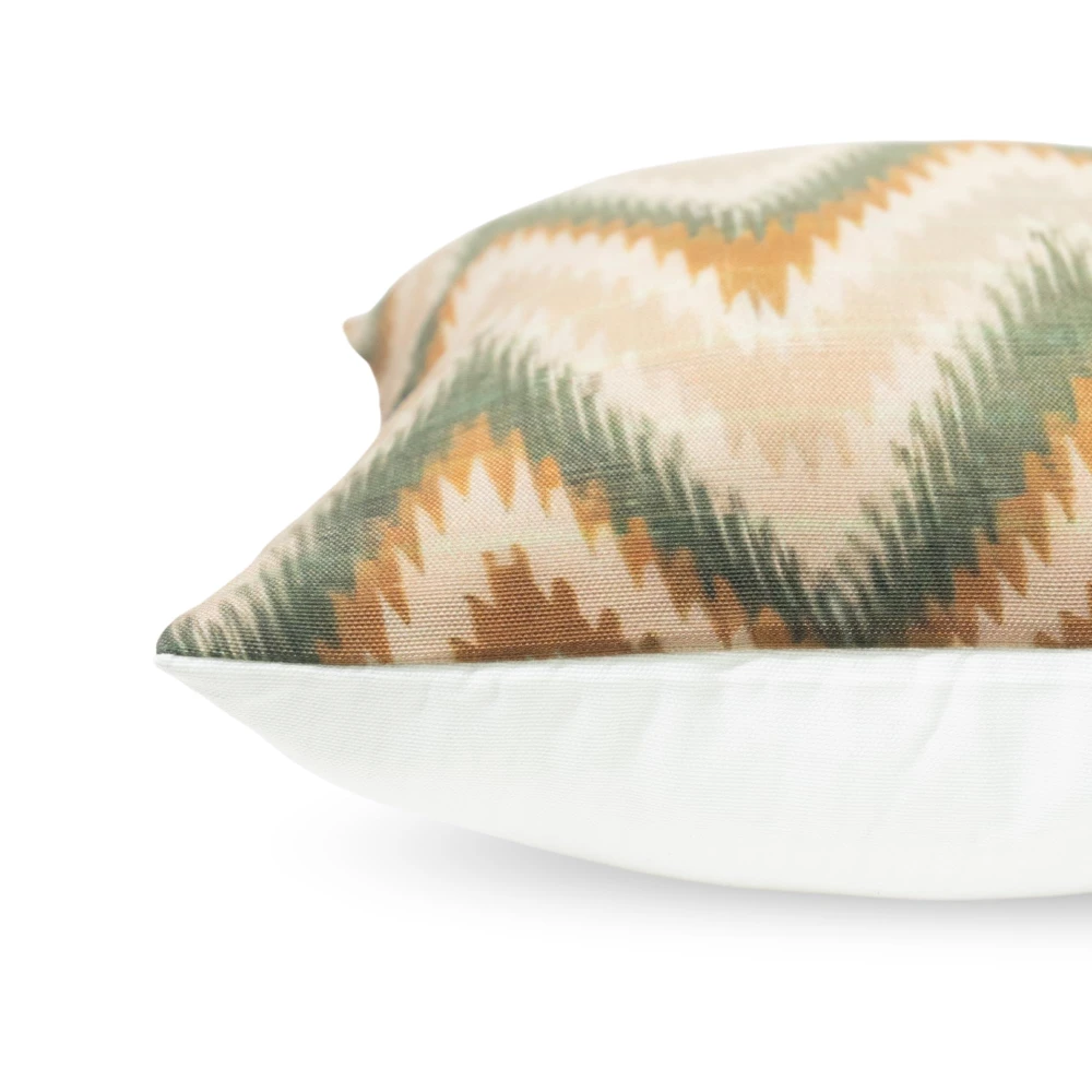 RADECOR Earth Tone Ikat Zigzag Pattern Cushion Cover Set of 3 | 16x16 Inche Square Covers | Premium Poly Spun Fabric | Hidden Zipper | Modern Decorative Cushion Covers for Sofa, Living Room & Bedroom
