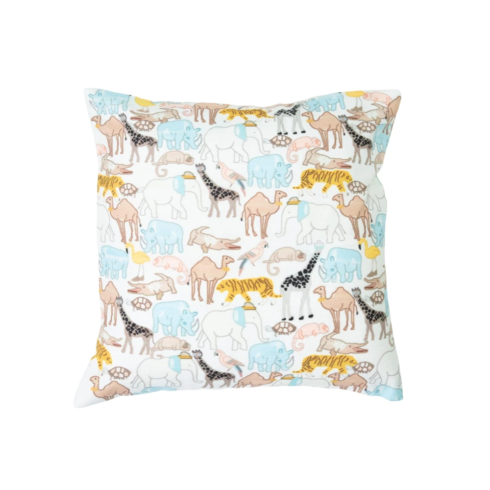 RADECOR Safari Animal Printed Cushion Cover Set of 2 | 16x16 Inches Square Covers | Premium Poly Spun Fabric | Hidden Zipper | Modern Decorative Cushion Covers for Sofa, Living Room & Bedroom