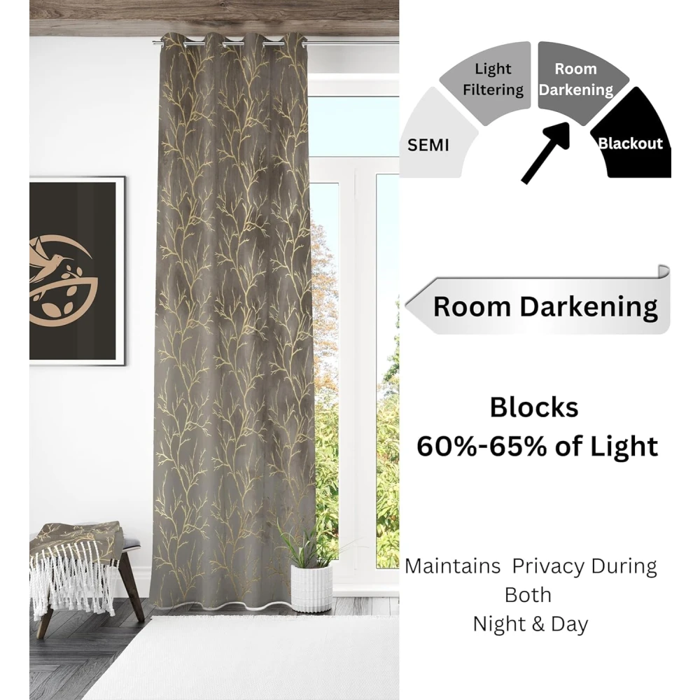 RADECOR Velvet 7ft Door & Window Curtain | Luxury Soft Fabric | Room Darkening | Noise Reducing | Machine Washable | Modern Home Décor/Grey/Pack of 2