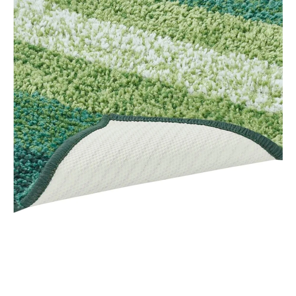 RADECOR Classic Stripe Water Absorbing Bathmat for Floor, Anti Slip Microfiber Bath Rugs 40x60 Cms - Green