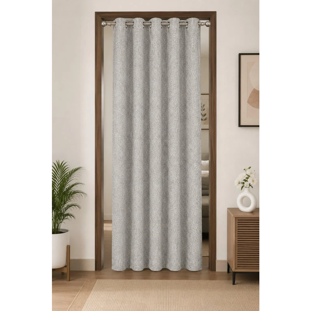 RADECOR Coral Abstract 5ft Grey Door & Window Curtain | Premium Polyster Fabric Textured Designer Curtain | Soft & Durable Fabric | Modern Home Décor/Pack of 2