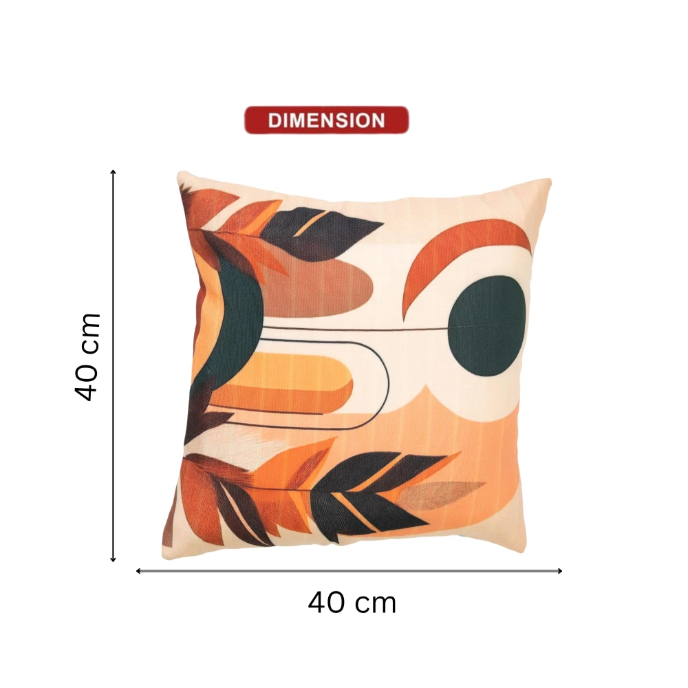 RADECOR Abstract Autumn Leaves Cushion Cover Set of 3 | 16x16 Inches Square Covers | Premium Poly Spun Fabric | Hidden Zipper | Modern Decorative Cushion Covers for Sofa, Living Room & Bedroom