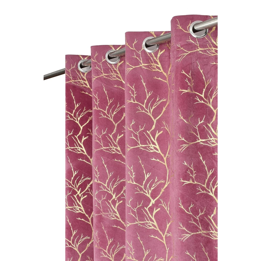 RADECOR Velvet 5ft Door & Window Curtain | Luxury Soft Fabric | Room Darkening | Noise Reducing | Machine Washable | Modern Home Décor/English Wine/Pack of 2
