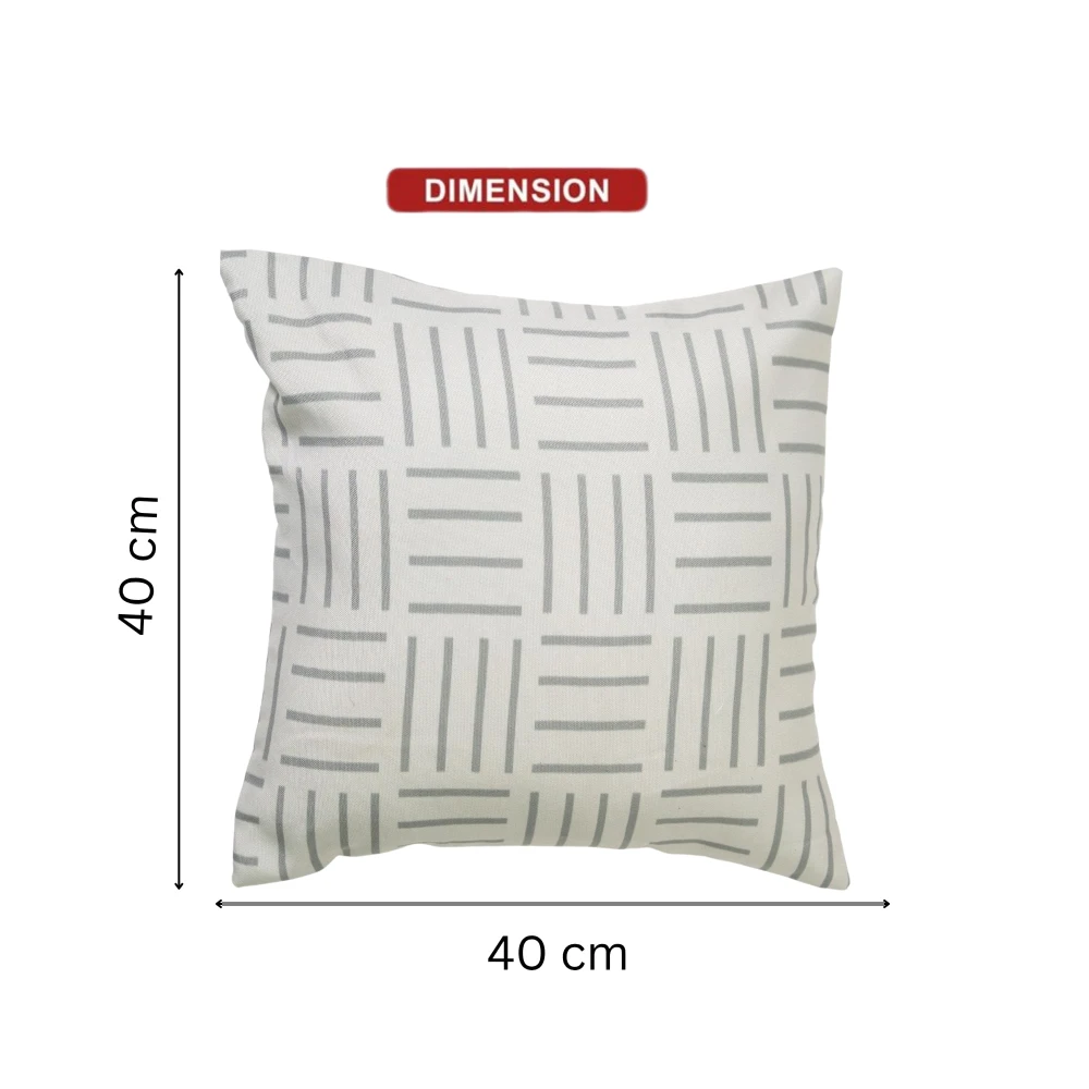 RADECOR Minimal Grid Line Cushion Cover Set of 5 | 16x16 Inches Square Covers | Premium Poly Spun Fabric | Hidden Zipper | Modern Decorative Cushion Covers for Sofa, Living Room & Bedroom