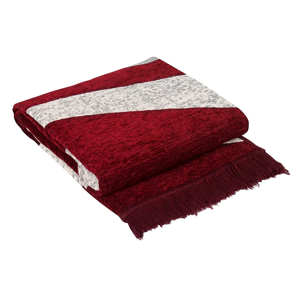 RADECOR Wave Design Rectangular Chenille Carpet, Maroon, 5X7 Feet