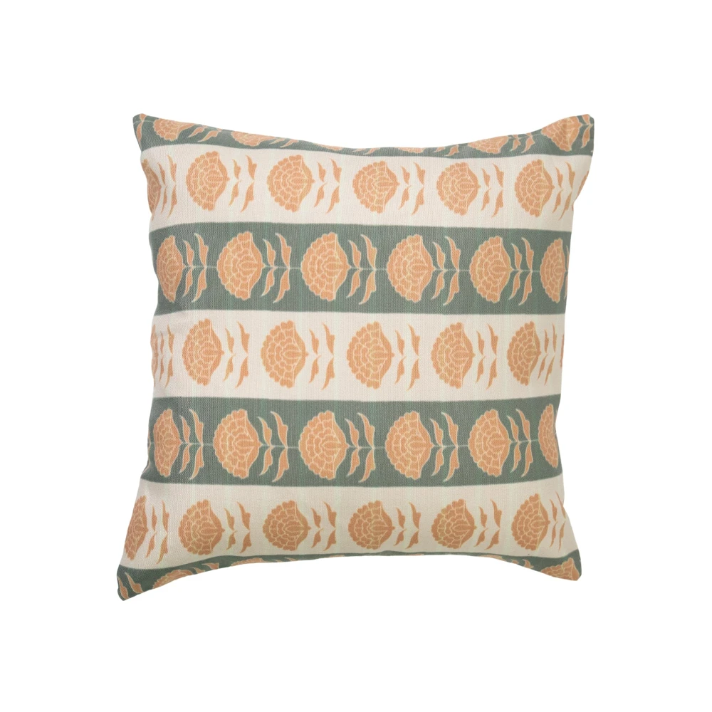 RADECOR Sage Bloom Stripe Cushion Cover Set of 5 | 16x16 Inches Square Covers | Premium Poly Spun Fabric | Hidden Zipper | Modern Decorative Cushion Covers for Sofa, Living Room & Bedroom