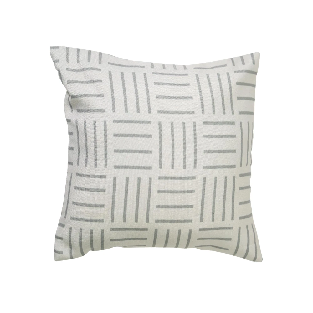 RADECOR Minimal Grid Line Cushion Cover Set of 3 | 16x16 Inches Square Covers | Premium Poly Spun Fabric | Hidden Zipper | Modern Decorative Cushion Covers for Sofa, Living Room & Bedroom