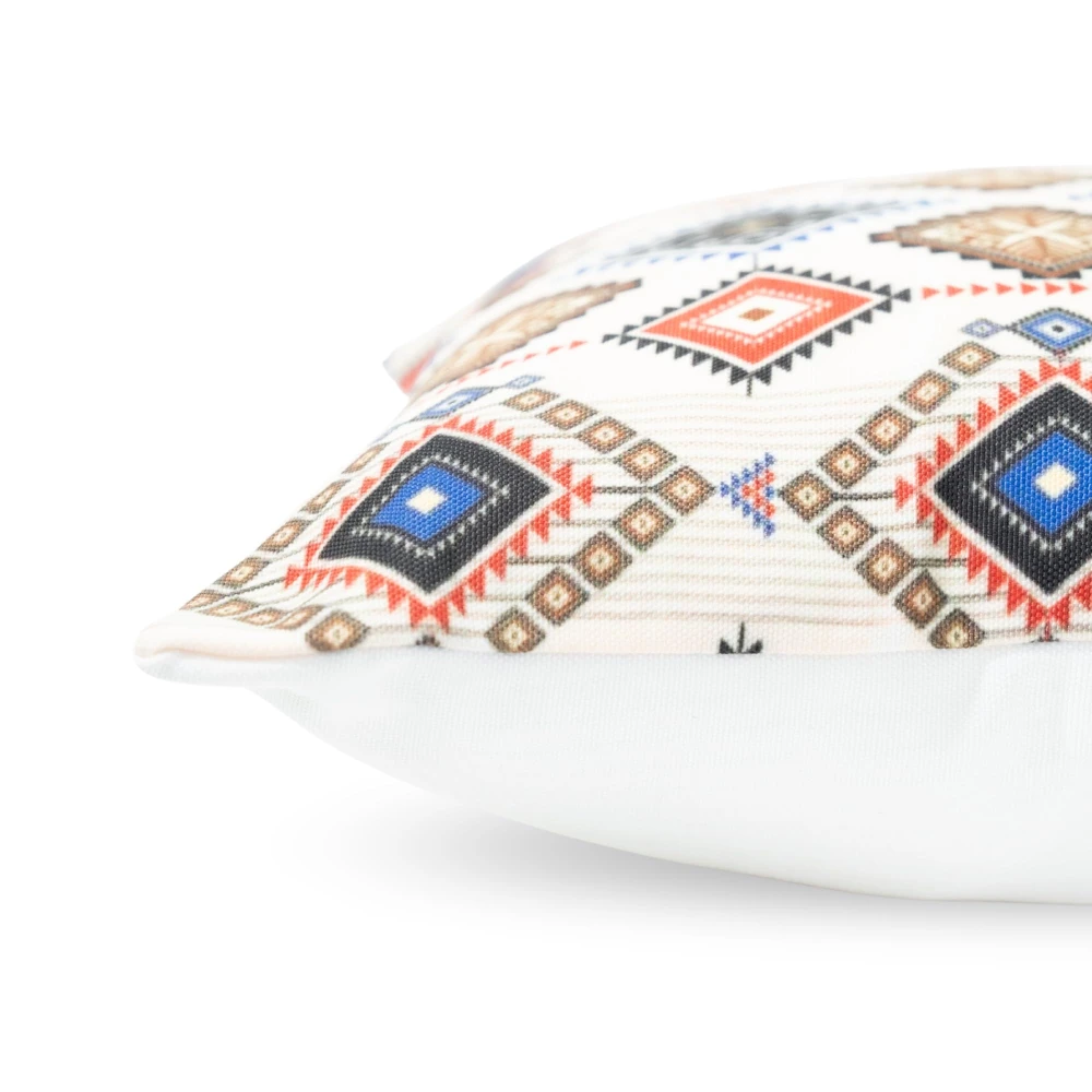 RADECOR Ethnic Geo Diamond Pattern Cushion Cover Set of 3 | 16x16 Inches Square Covers | Premium Poly Spun Fabric | Hidden Zipper | Modern Decorative Cushion Covers for Sofa, Living Room & Bedroom